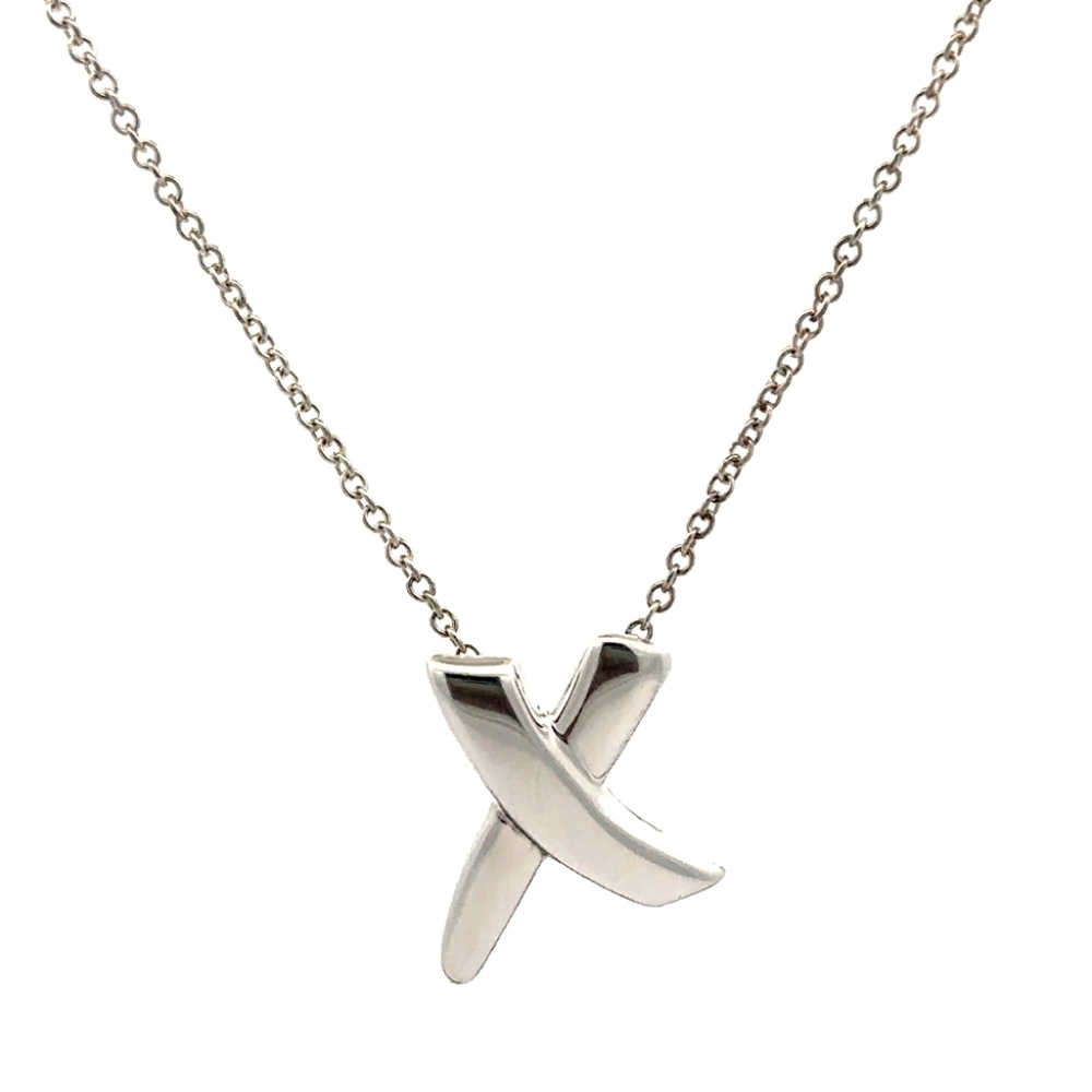 Tiffany & Co Paloma Picasso Graffiti "X" Pendent Necklace Sterling Silver - Picture 1 of 4